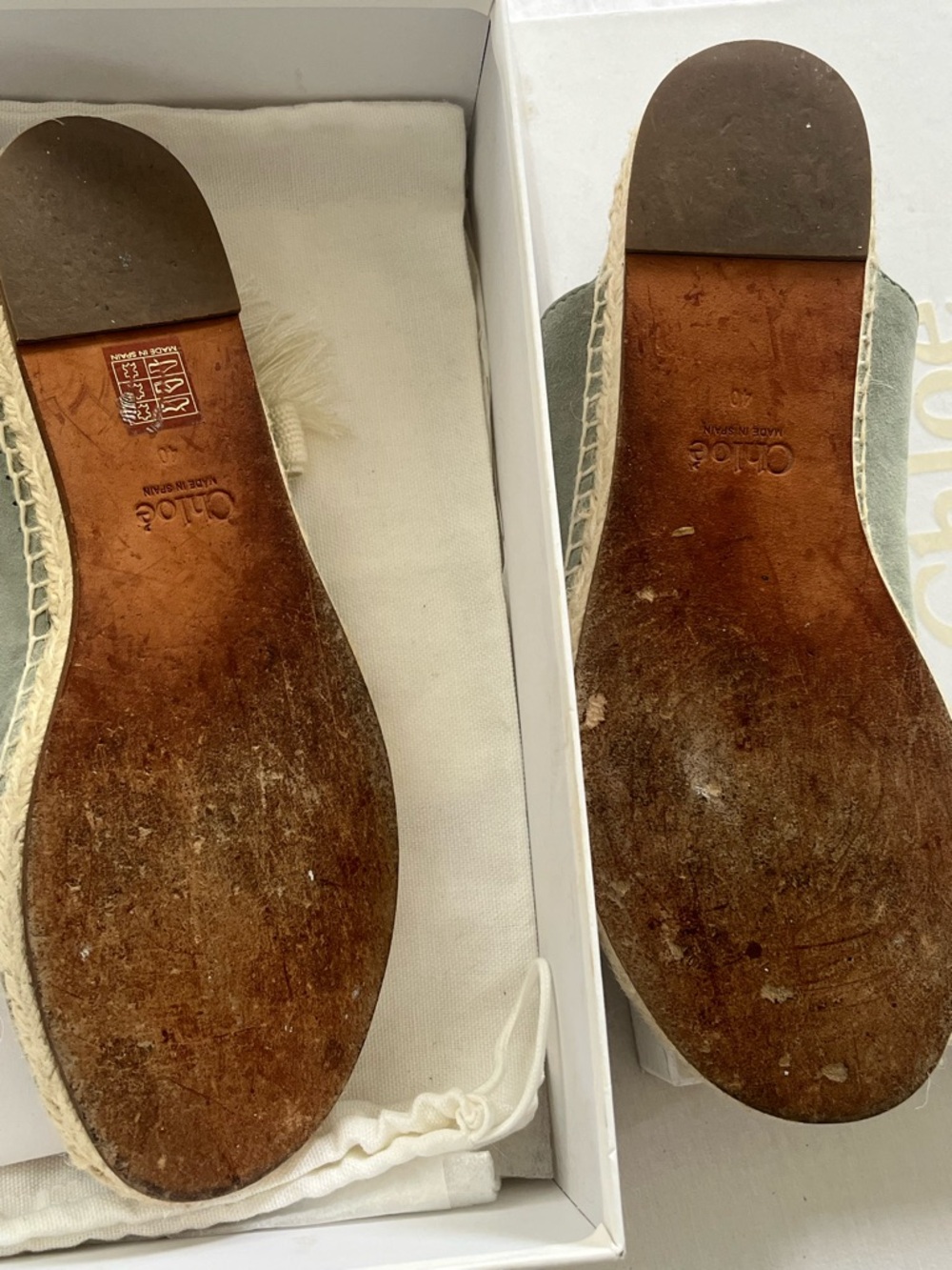 Chloe Harper Olive Suede and Cream Lace Espadrille Slides - Picture 5 of 6